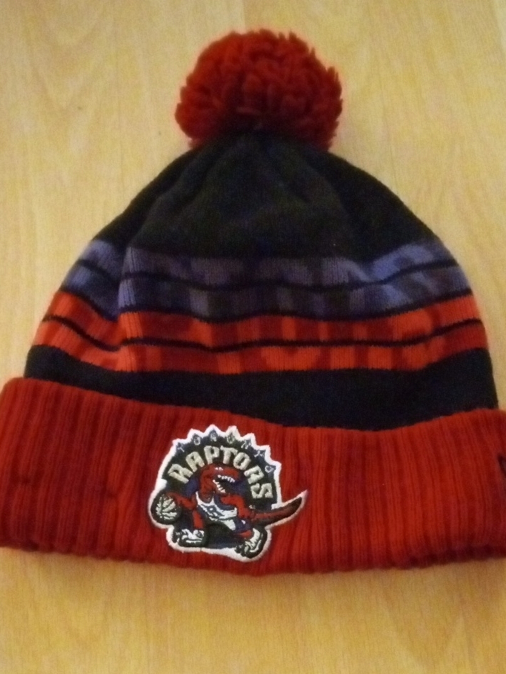 Toronto Raptors Red and Black Knit Pom Beanie Hat
